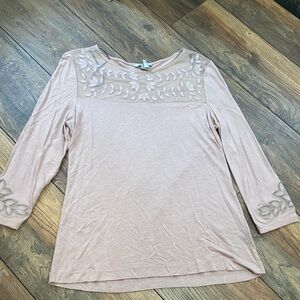 { h&m } blush pink Embellished 3/4 Sleeve Blouse